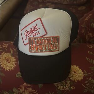 White and Black Trucker Hat with Patches